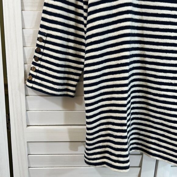 J Jill Top Size Large Cotton Nautical Striped Blue White - Picture 6 of 15